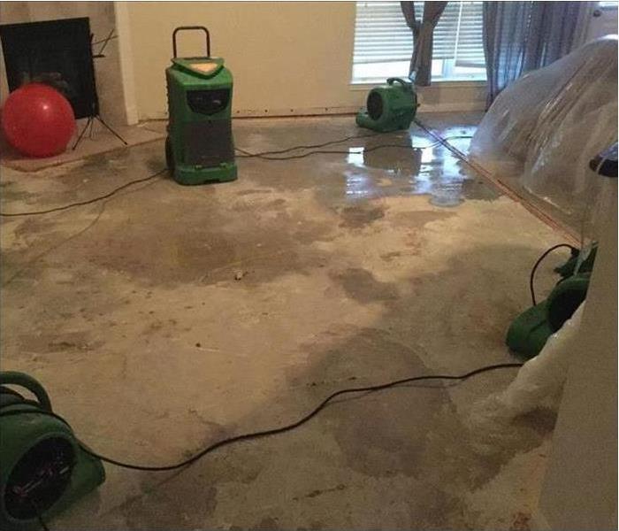 Water damage in a living room